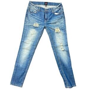 2b bebe Jeans Women's Size 30 Dark Wash Ripped Lace Distressed Denim Jeans